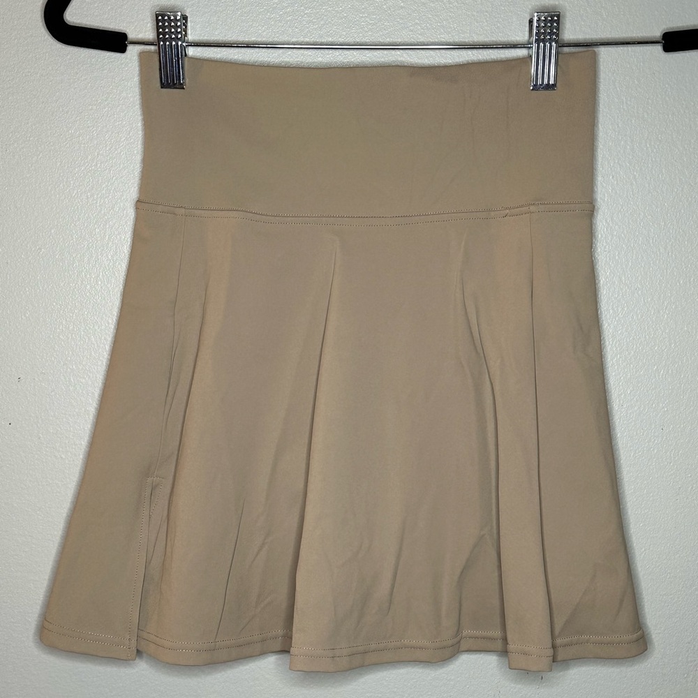 Tan High Waisted Tennis or Golf Skirt with Built in Shorts - Picture 4 of 7